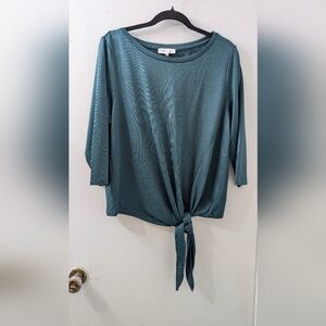 Green Knot-Front Women's Top